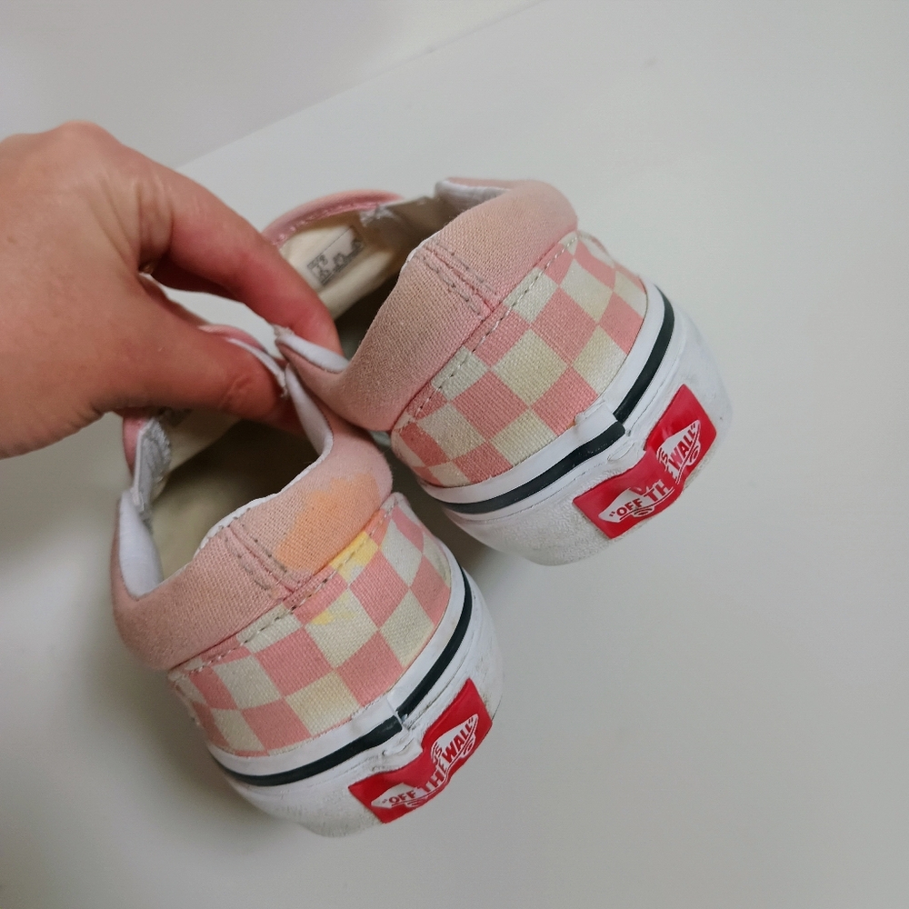 Vans Little Kids Classic Slip-On Checkerboard Shoe Pink White - Picture 7 of 10